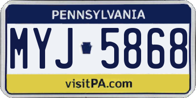 PA license plate MYJ5868