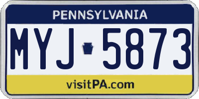 PA license plate MYJ5873