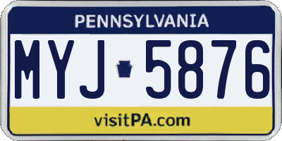 PA license plate MYJ5876