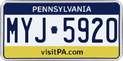PA license plate MYJ5920