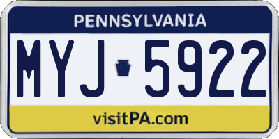 PA license plate MYJ5922