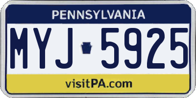 PA license plate MYJ5925