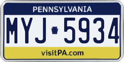 PA license plate MYJ5934