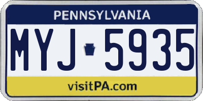 PA license plate MYJ5935