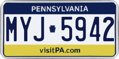 PA license plate MYJ5942