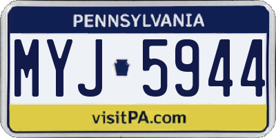 PA license plate MYJ5944