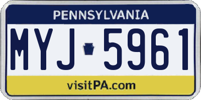 PA license plate MYJ5961