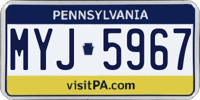 PA license plate MYJ5967