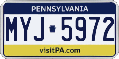 PA license plate MYJ5972
