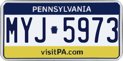 PA license plate MYJ5973