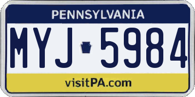PA license plate MYJ5984