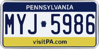 PA license plate MYJ5986
