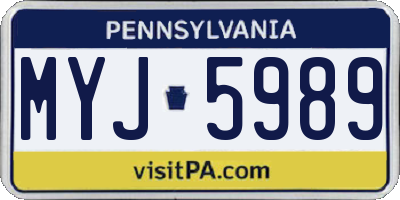 PA license plate MYJ5989