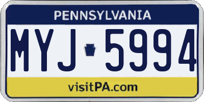 PA license plate MYJ5994