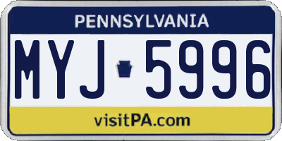 PA license plate MYJ5996