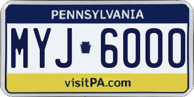PA license plate MYJ6000