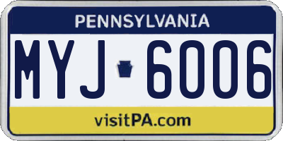 PA license plate MYJ6006
