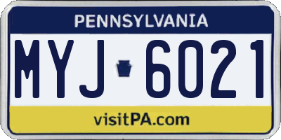 PA license plate MYJ6021