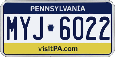 PA license plate MYJ6022