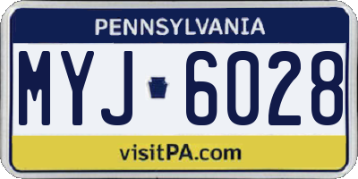 PA license plate MYJ6028