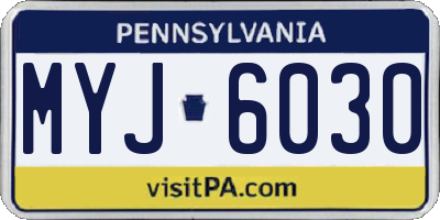 PA license plate MYJ6030