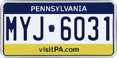 PA license plate MYJ6031