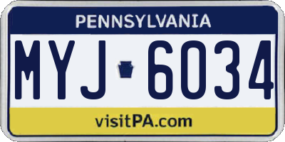 PA license plate MYJ6034
