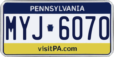 PA license plate MYJ6070