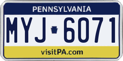 PA license plate MYJ6071