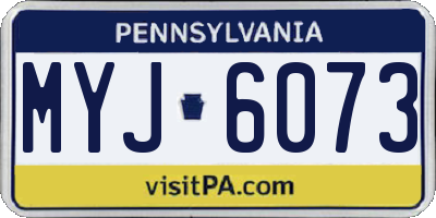 PA license plate MYJ6073
