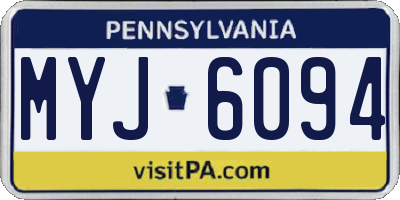 PA license plate MYJ6094