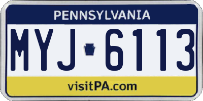 PA license plate MYJ6113