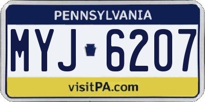 PA license plate MYJ6207