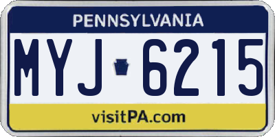 PA license plate MYJ6215