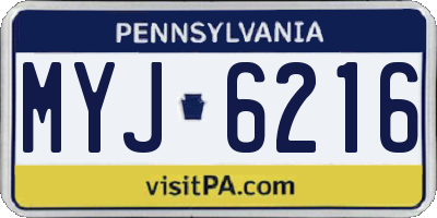 PA license plate MYJ6216