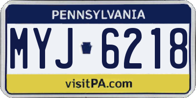 PA license plate MYJ6218