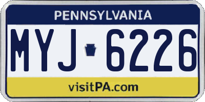 PA license plate MYJ6226