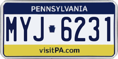 PA license plate MYJ6231