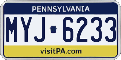 PA license plate MYJ6233