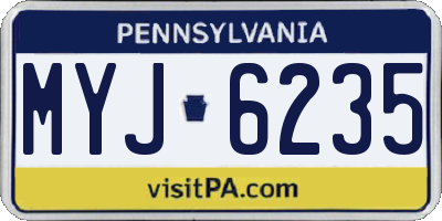 PA license plate MYJ6235