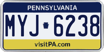 PA license plate MYJ6238