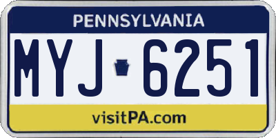 PA license plate MYJ6251