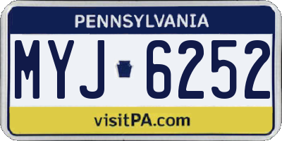PA license plate MYJ6252