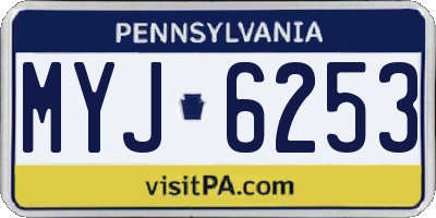 PA license plate MYJ6253