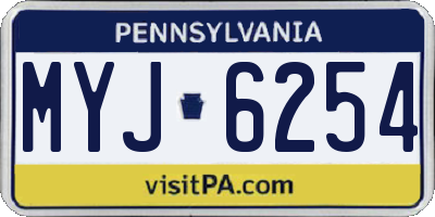 PA license plate MYJ6254