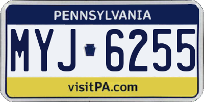 PA license plate MYJ6255
