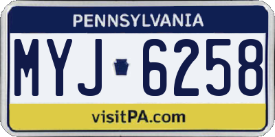 PA license plate MYJ6258