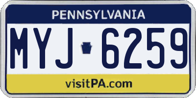 PA license plate MYJ6259