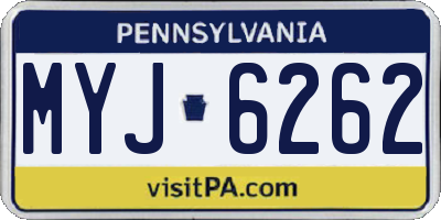 PA license plate MYJ6262