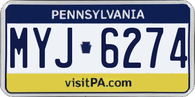 PA license plate MYJ6274